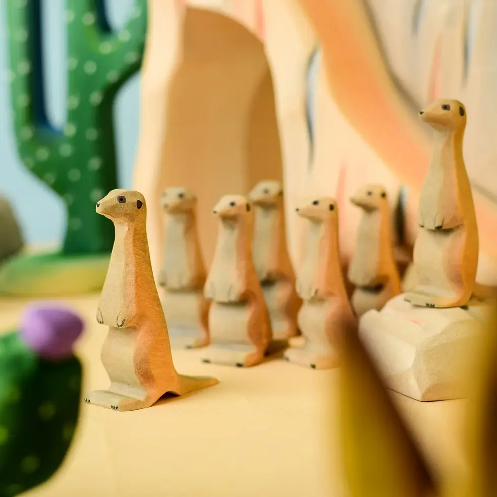 Thumbnail: Bumbu Toys Wooden Meerkat. Handcrafted Waldorf inspired small world toys. Imaginative play and storytelling
