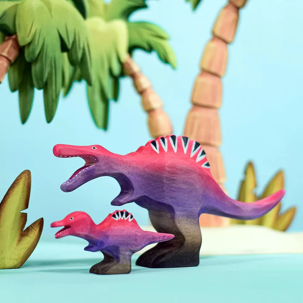 Thumbnail: Bumbu Toys Handcrafted Wooden Spinosaurus. Waldorf inspired small world toy for open ended imaginative play and storytelling