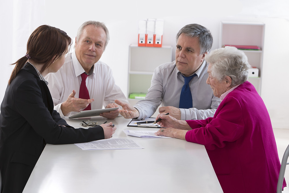 Family talking to solicitors