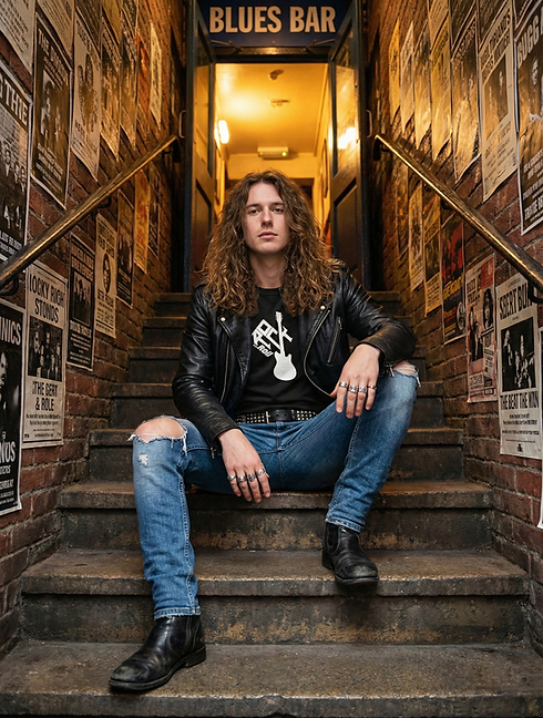 t-shirt promo design guy sitting on stairs.png