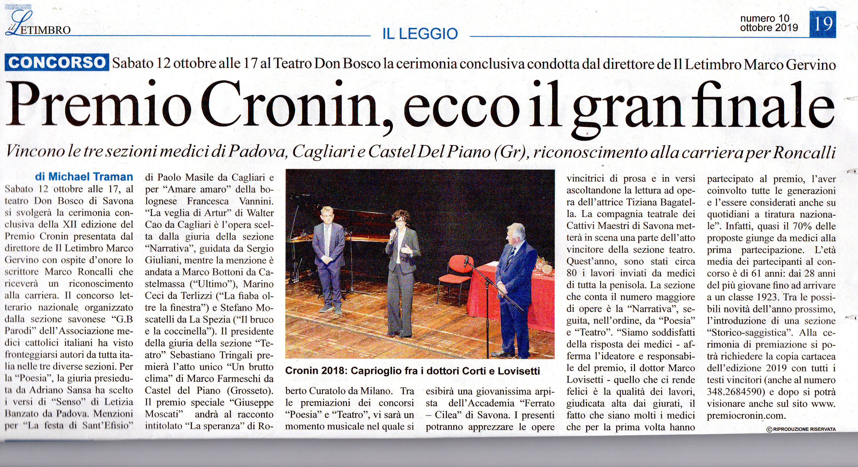 IL LETIMBRO OTTOBRE 2019
