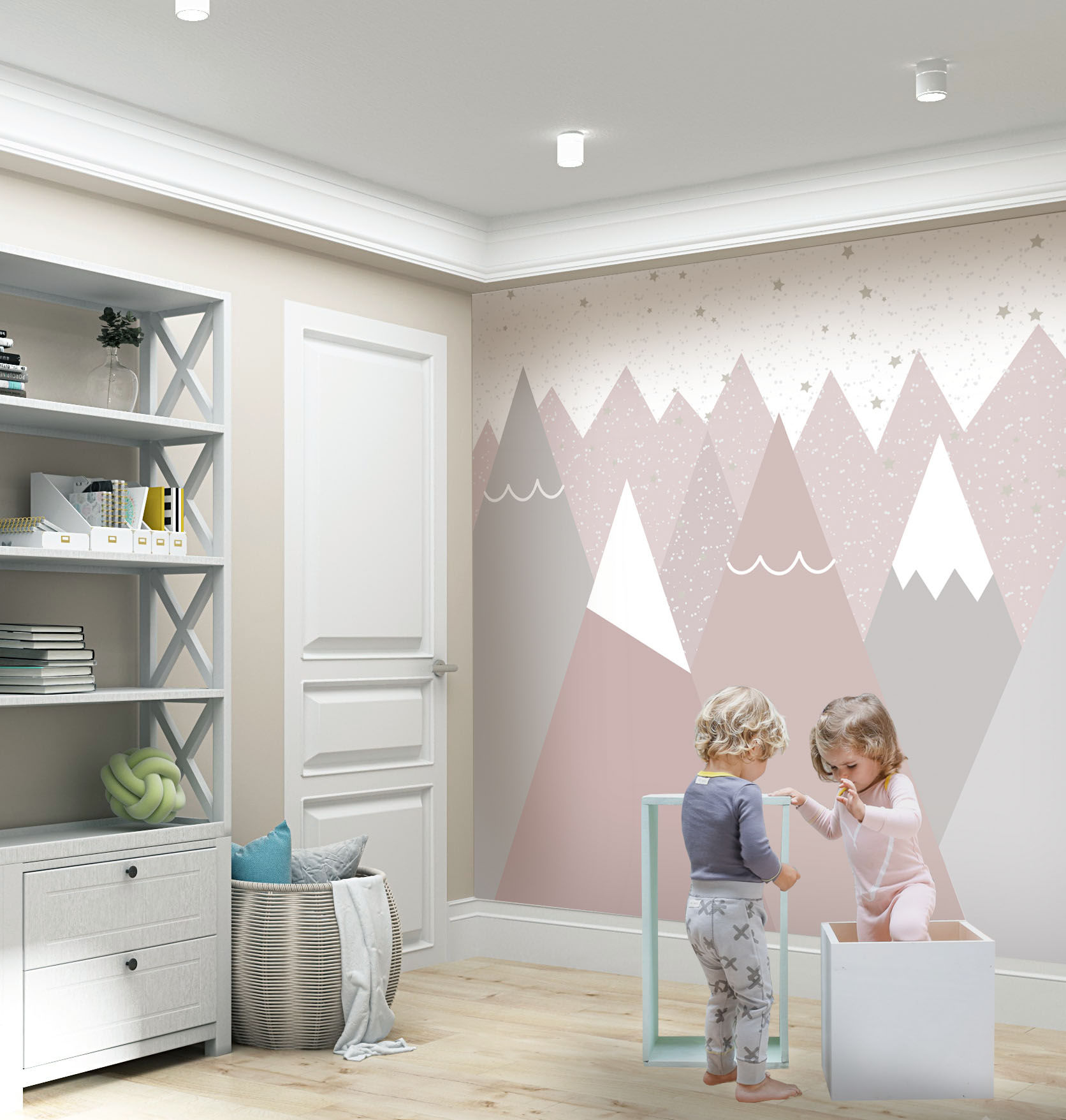 Фотообои для девочки "Скандинавские розовые горы"