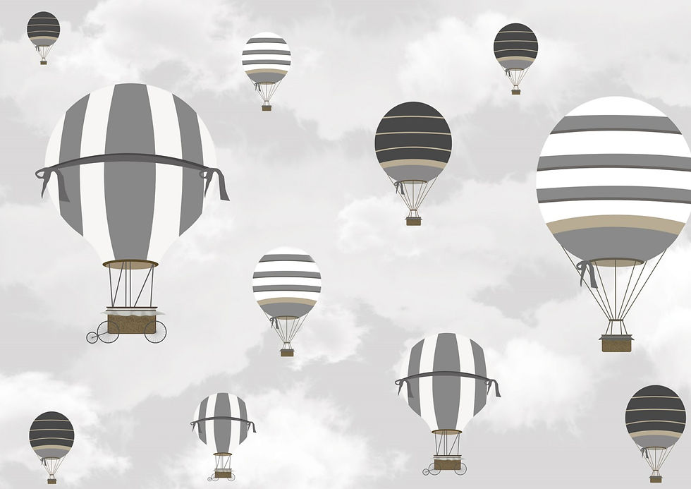 Миниатюра: Стильные обои в детскую комнату "Черно-белые воздушные шары"