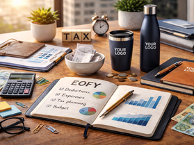 EOFY promotional products designed to support tax smart business planning, increase brand visibility and strengthen customer relationships through branded merchandise and giveaways