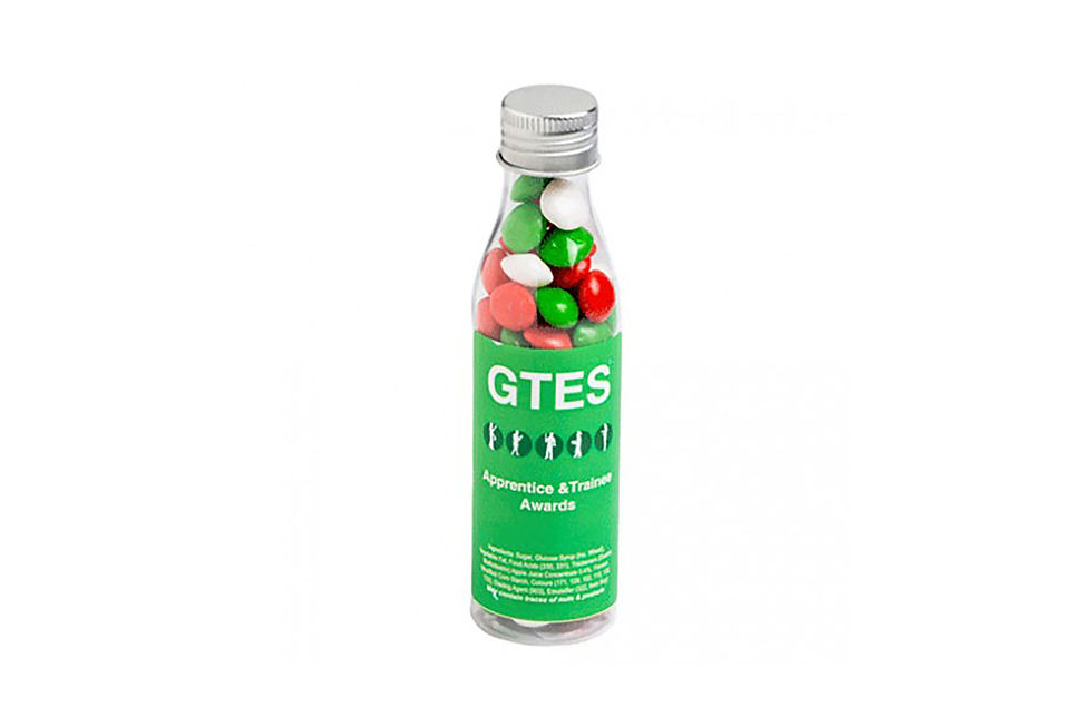 Branded Christmas chewy fruit bottles for festive promotions and seasonal giveaways
