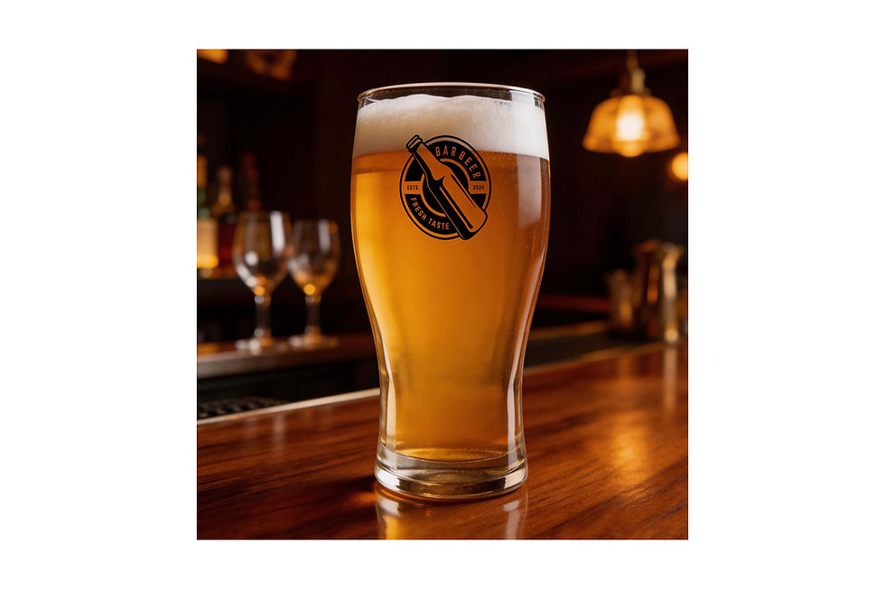Classic 550ml pint glass personalised with your company logo for pubs, breweries, corporate functions and branded events