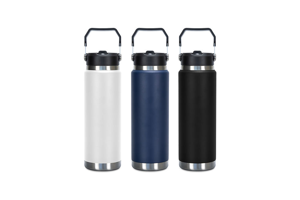 Generous 900ml FRONTIER Hyke vacuum bottle custom branded for outdoor adventures, travel and active corporate merchandise