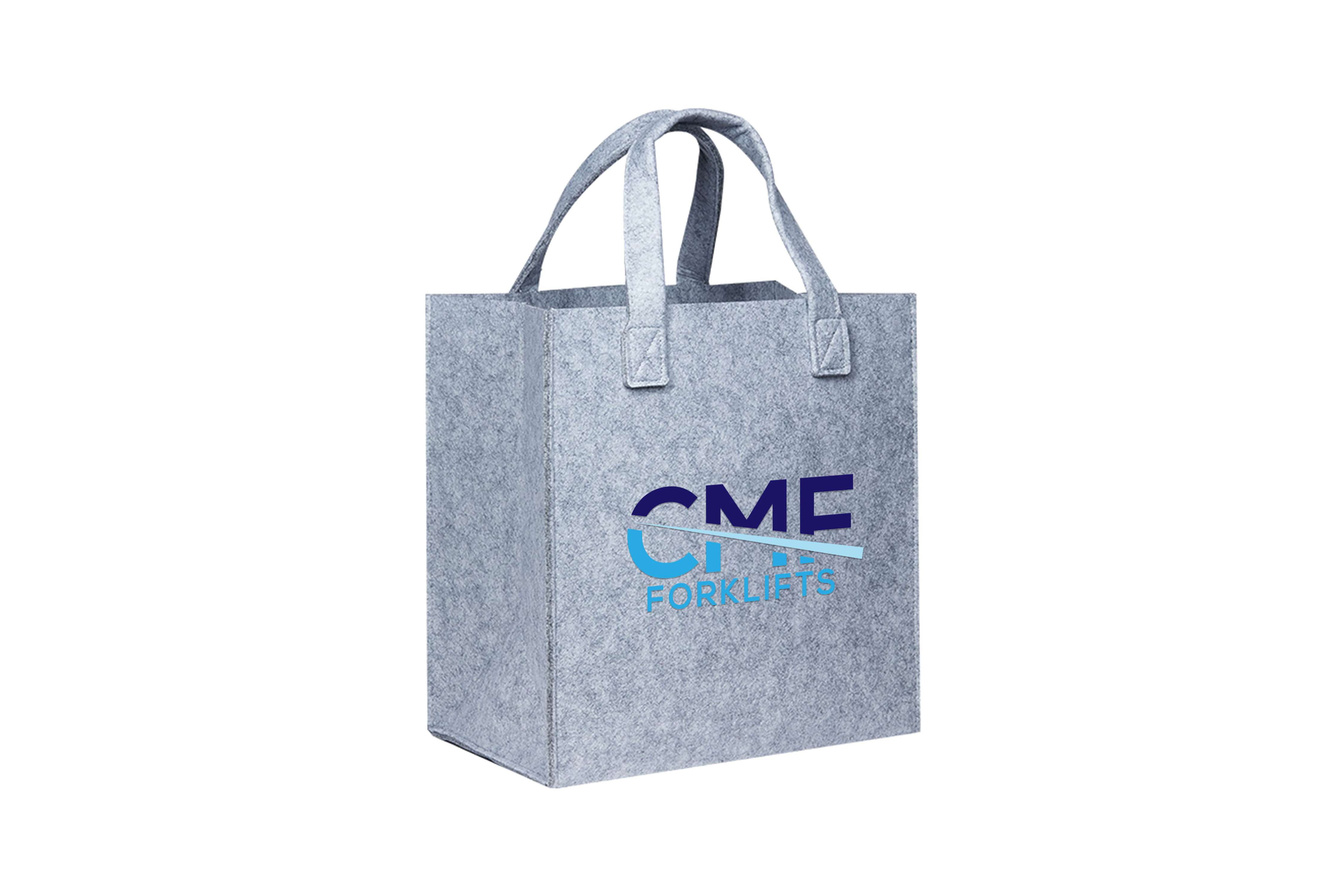 Modern felt shopper bags customised with your company logo for retail promotions, exhibitions and everyday use