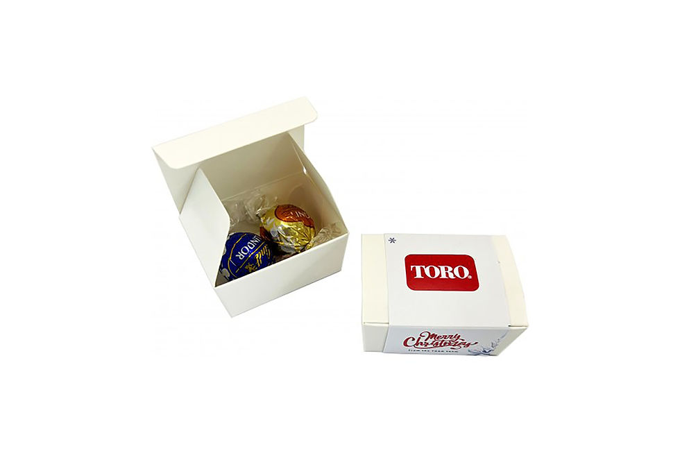 Personalised Lindor chocolate boxes with two pieces for client giveaways and luxury brand promotions