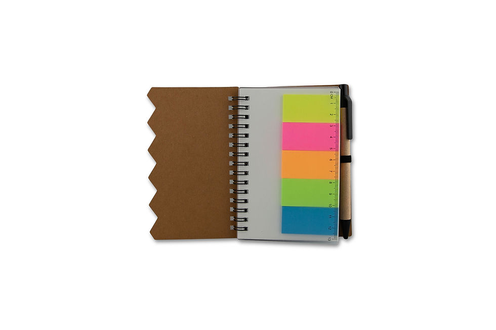 Personalised sticky note memo books featuring integrated pens for everyday note-taking, reminders and brand visibility