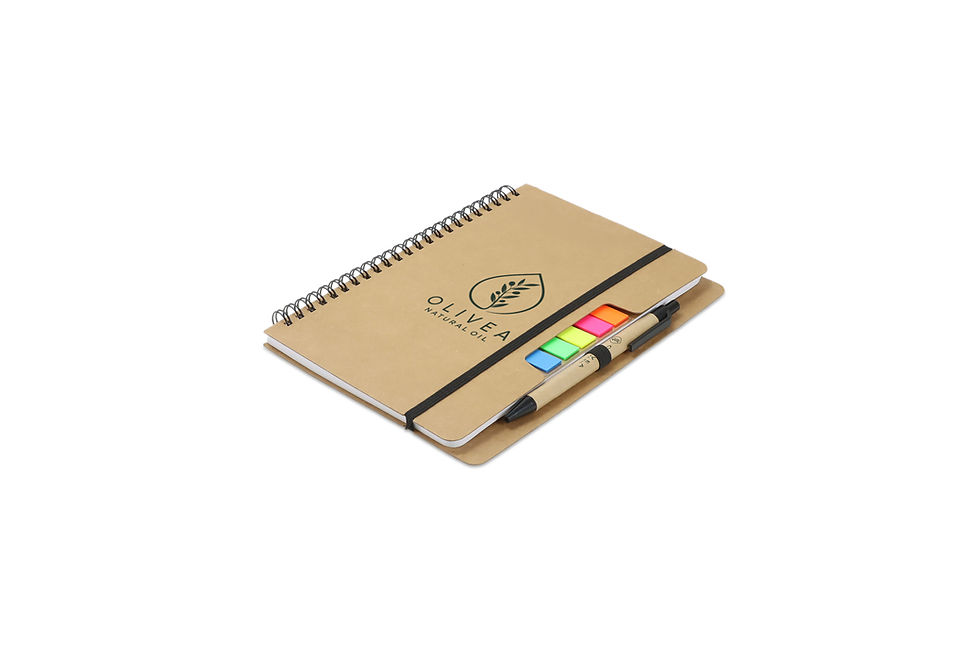 Thumbnail: Branded Kraft Notebook with sticky notes and page flags A5 for sustainable corporate merchandise and marketing campaigns