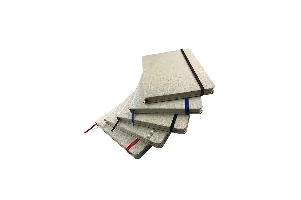 Personalised A5 notebooks featuring soft cotton covers for conferences, client appreciation and everyday professional use