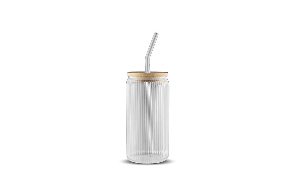 Add visual interest to your promotional range with a personalised glass tumbler featuring a modern ribbed finish