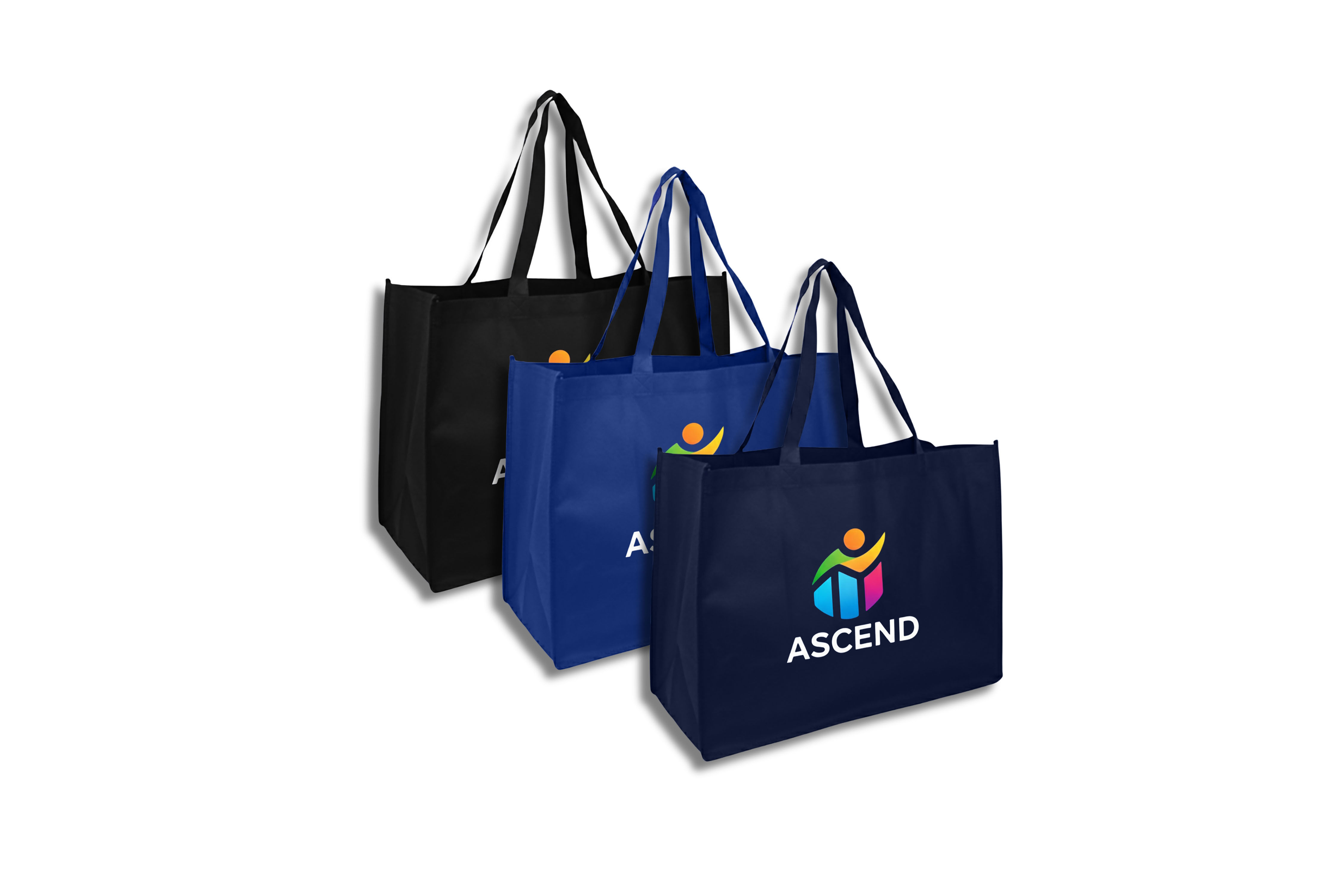 Jumbo non-woven shopper bags customised with your logo for supermarkets, retail promotions and high-volume giveaways