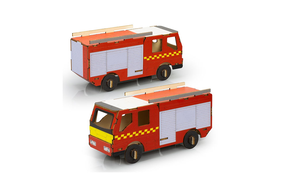 Thumbnail: Custom wooden fire truck model with custom branding, ideal for promoting safety education and children’s emergency awareness