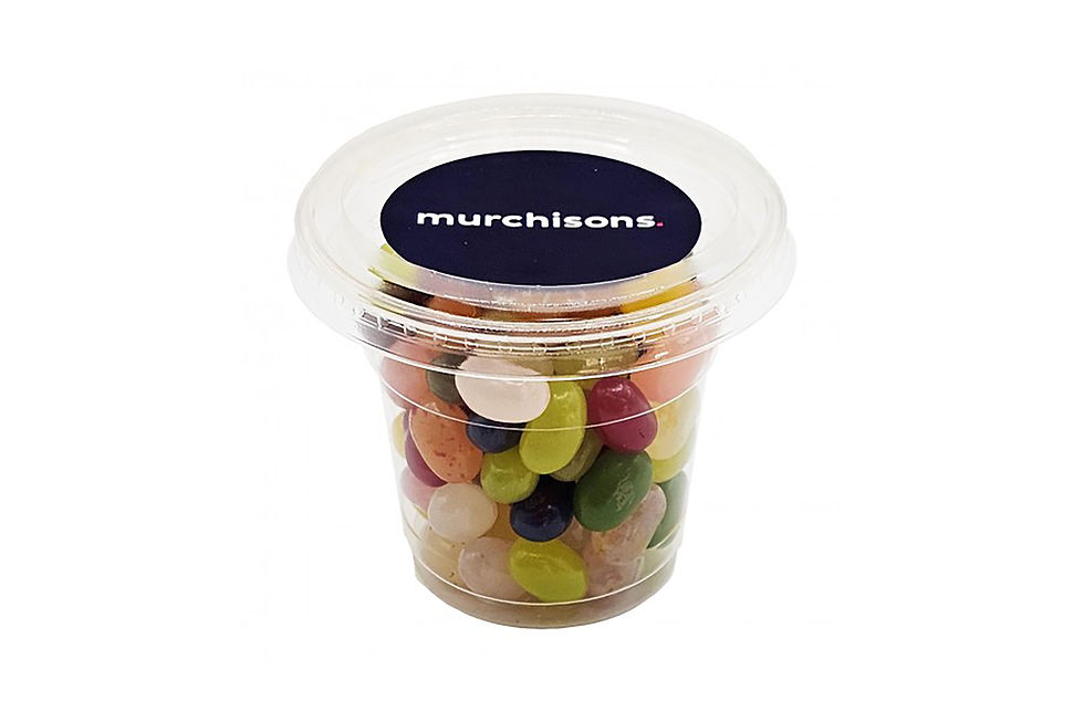 JELLY BELLY jelly bean tubs personalised with your logo, premium promotional products ideal for events and giveaways