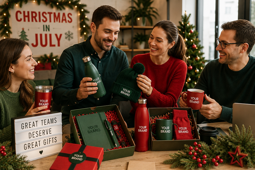 Mid-year corporate gifting strategies using Christmas in July promotional products to engage employees, impress clients and keep brands top of mind