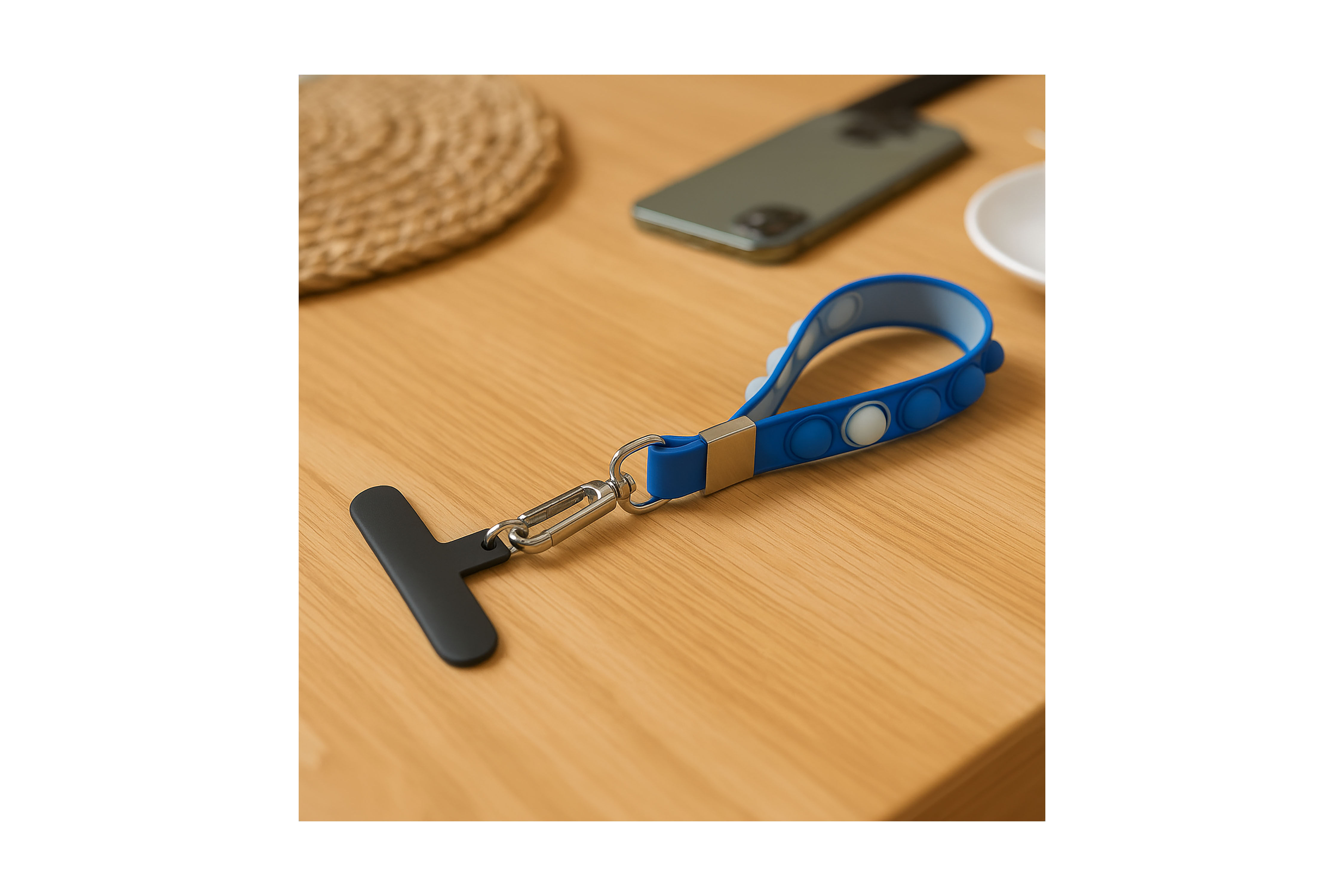 Branded silicone popper phone straps with custom logos, perfect for practical promotional giveaways and events.