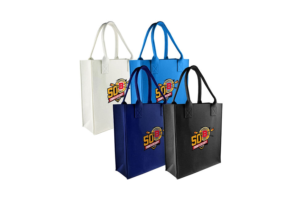 Felt A4 tote bags customised with your logo for conferences, meetings and professional promotional campaigns