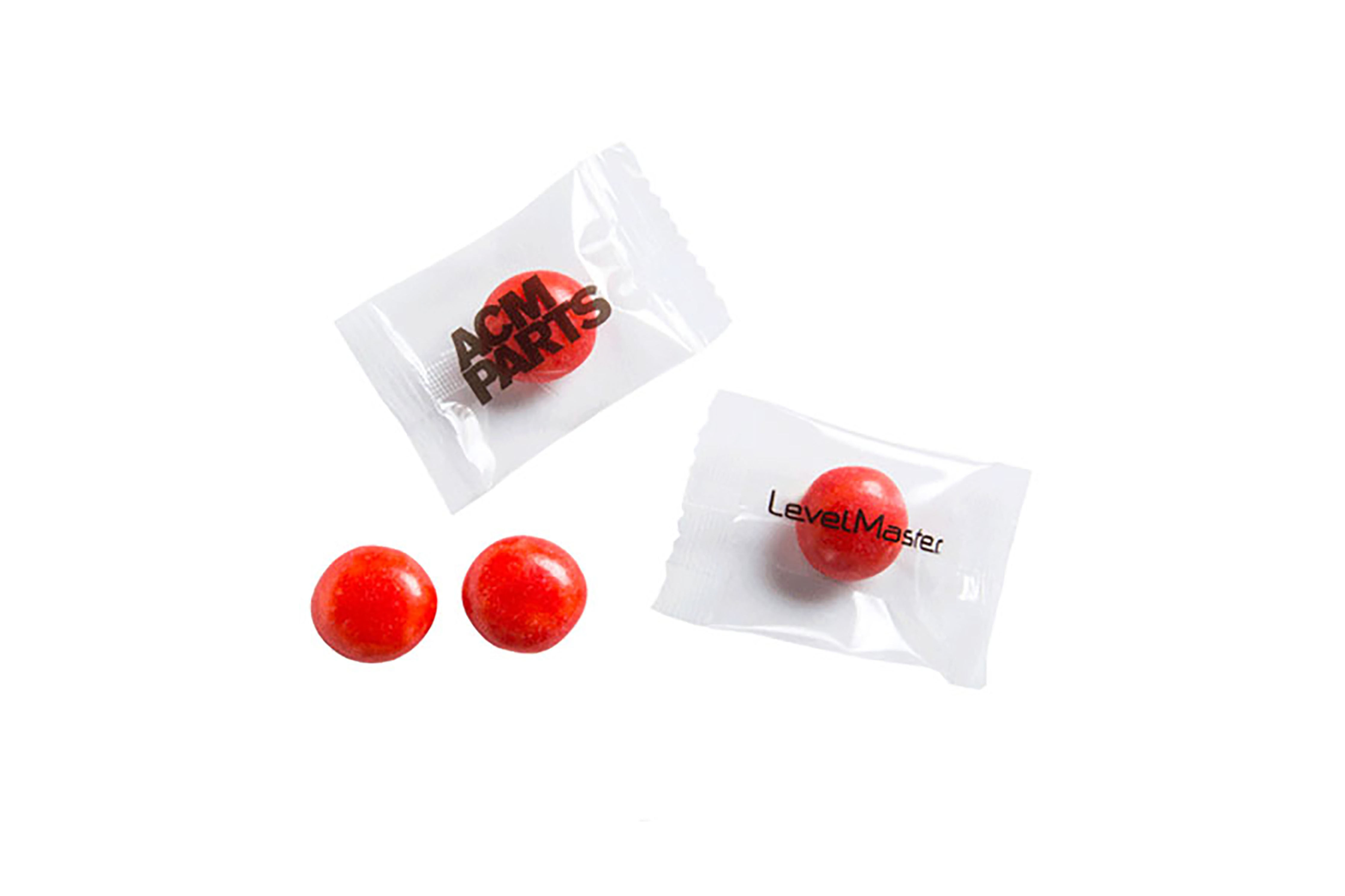 Promotional individually wrapped big chewy fruits, ideal for colourful and fun branded giveaways.