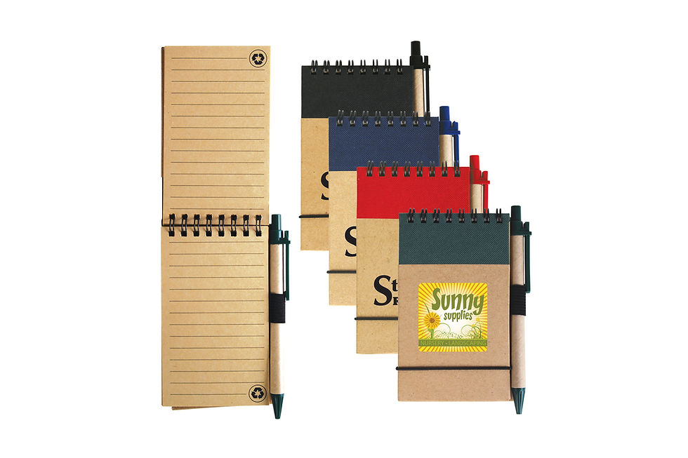 Built for busy workdays, custom tradie recycled spiral notebooks with pens keep notes and branding close at hand
