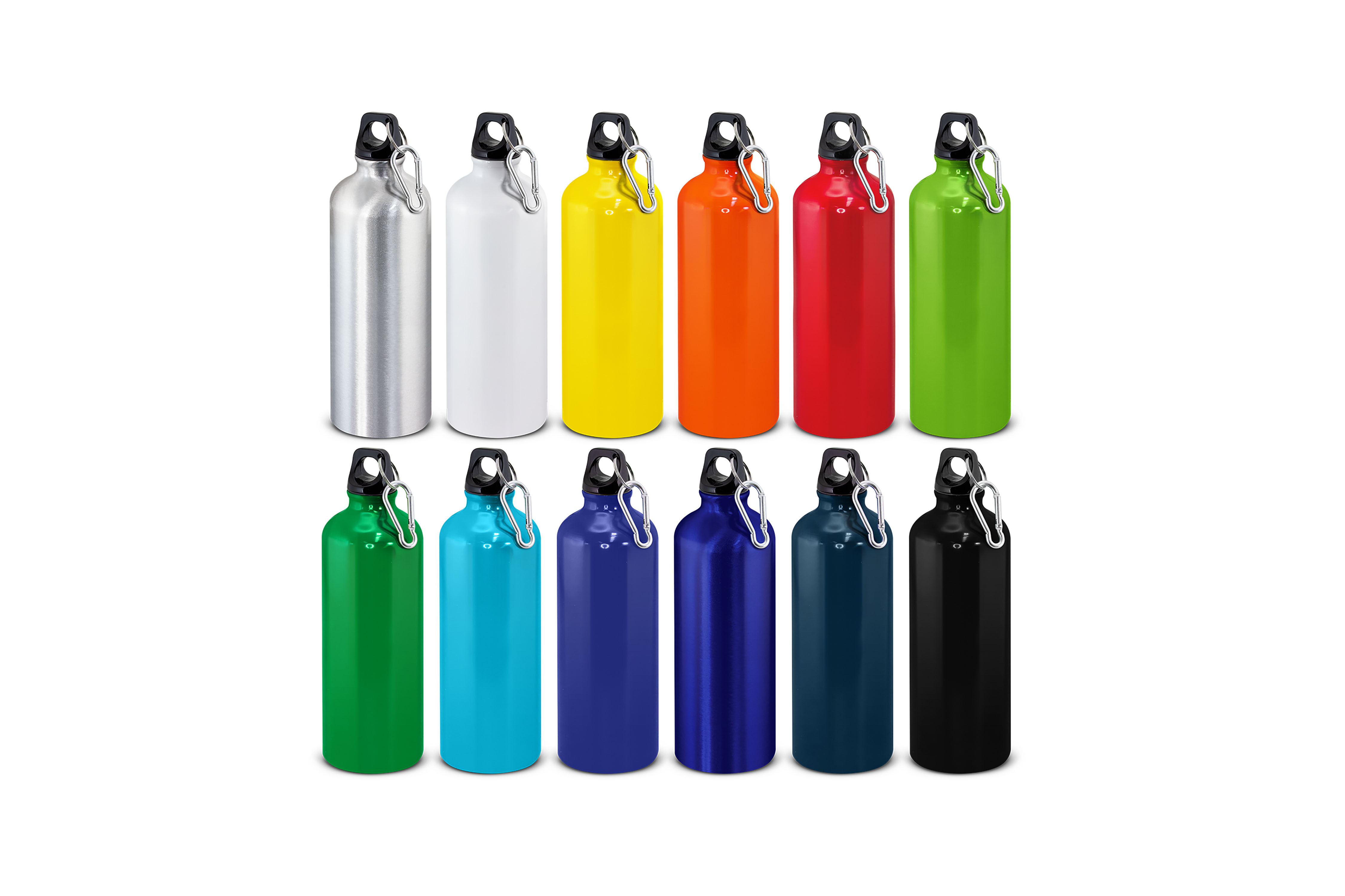Promotional aluminium bottle with carabiner 800ml customised with your logo for promotional products, events, and giveaways
