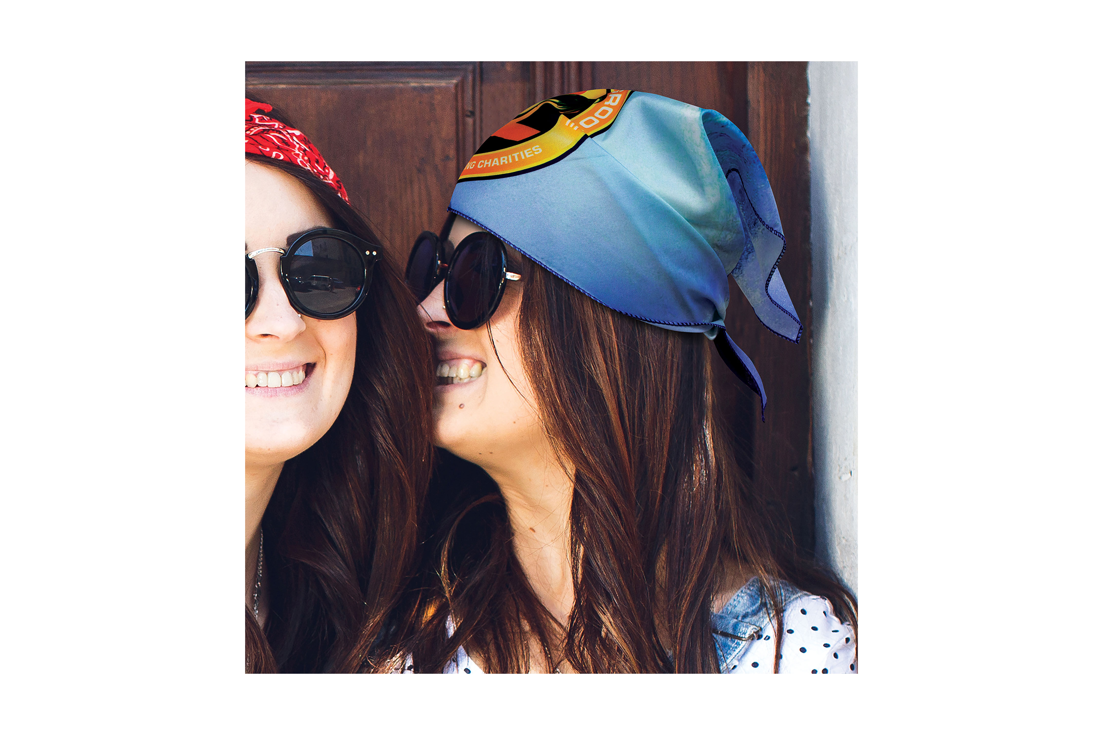 Custom-branded full colour triangle bandanas, perfect for adding a vibrant touch to events, promotions, and festivals.