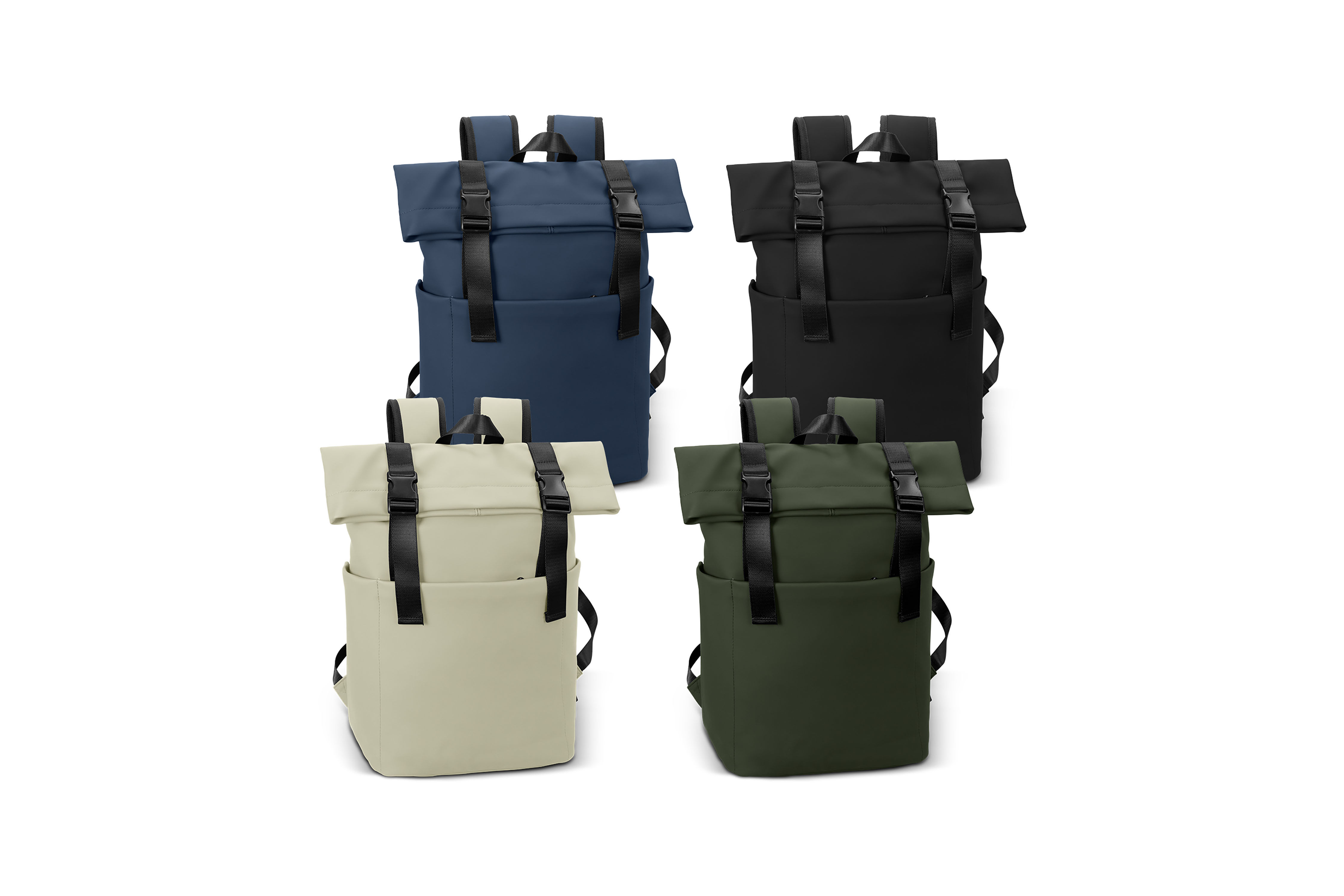 Branded flap backpack with logo print, perfect for work, school, and promotional giveaways.