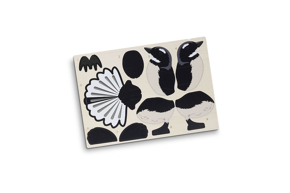 Thumbnail: Custom wooden fantail bird model, ideal for New Zealand-themed gifts and environmentally conscious marketing