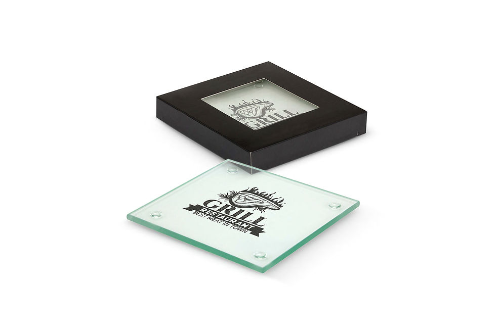 Promotional Products Australia - Custom Branded Glass Coaster Sets - Merchandise Up