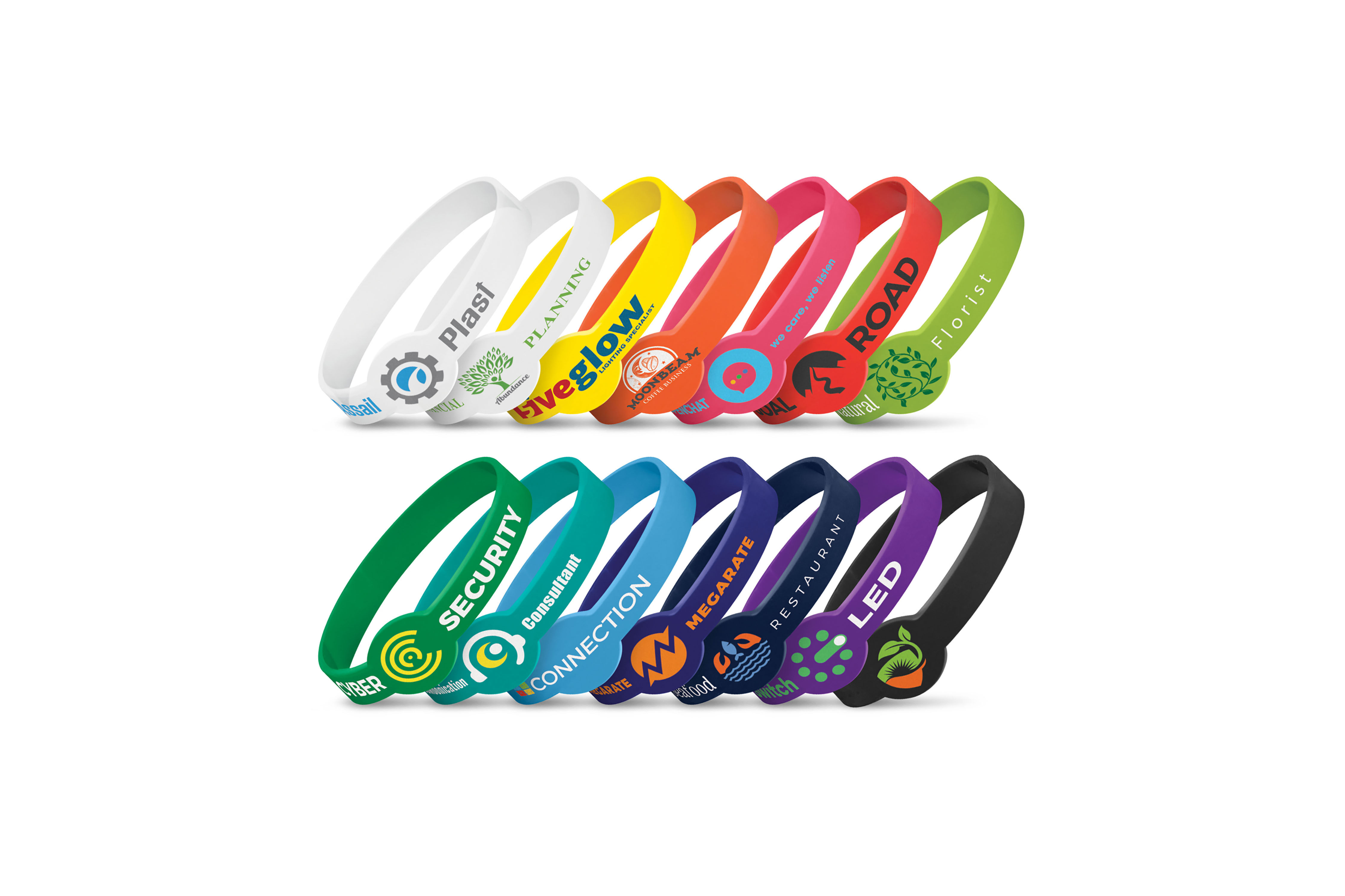 Customisable silicone wristbands ideal for brand awareness and event giveaways.