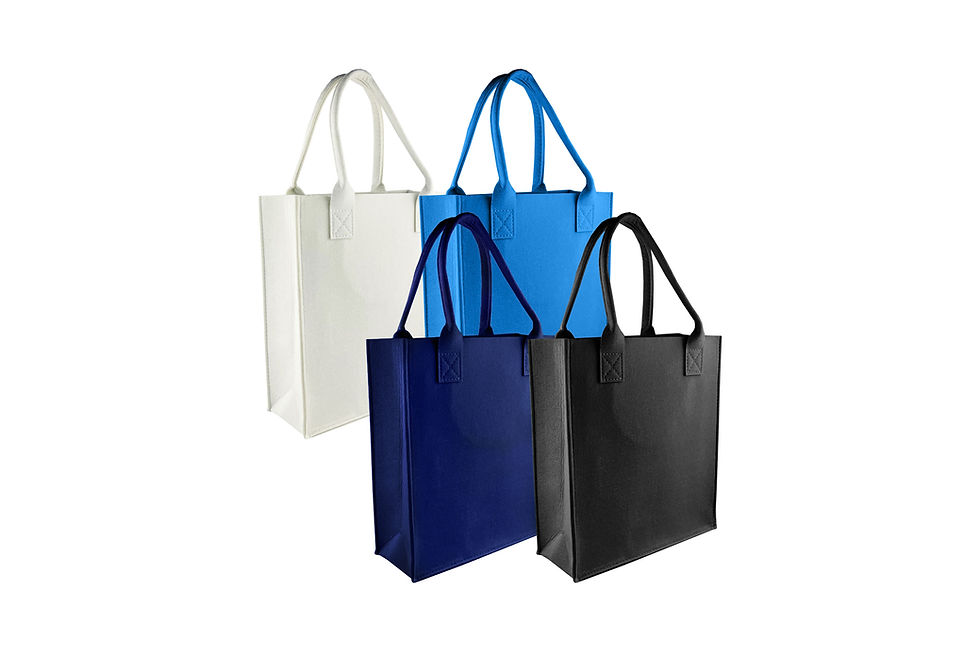 Branded A4 felt tote bags featuring premium logo printing for business events, retail and everyday use