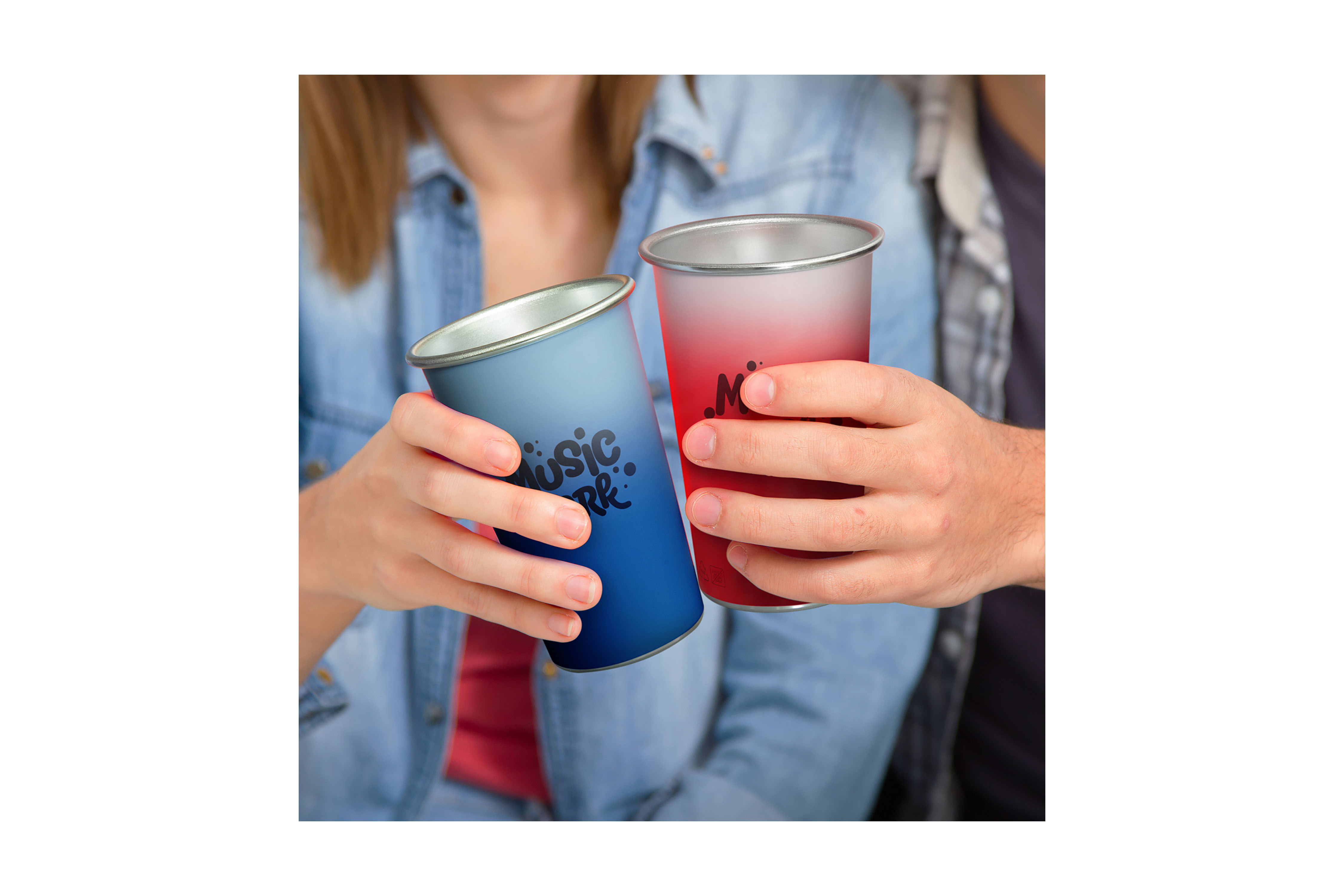 Custom recycled colour-changing event tumbler, perfect for creating vibrant brand visibility at your next promotional event.