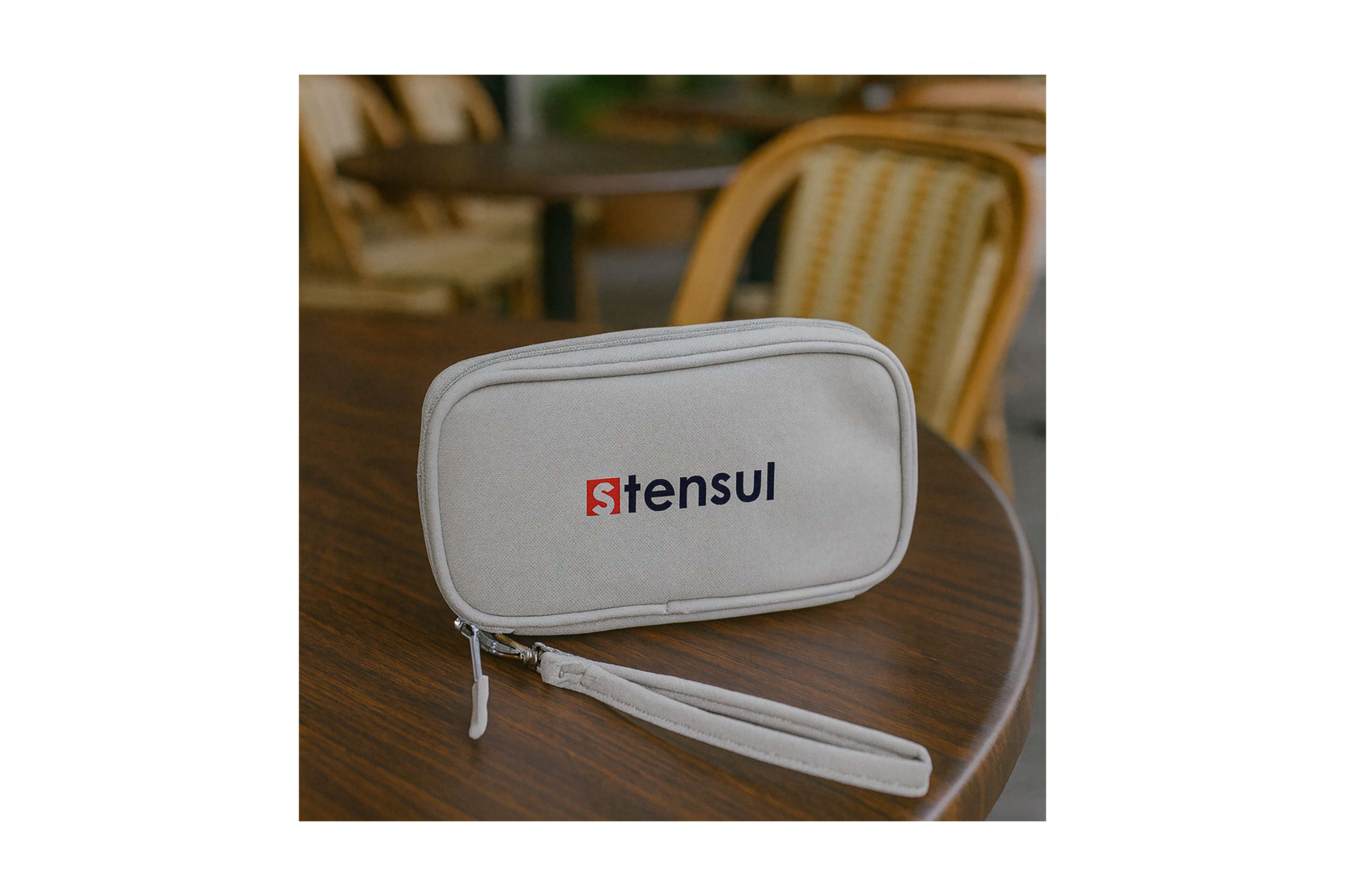 Branded recycled PET utility cases with logo, eco promotional organisers for travel, offices and events.