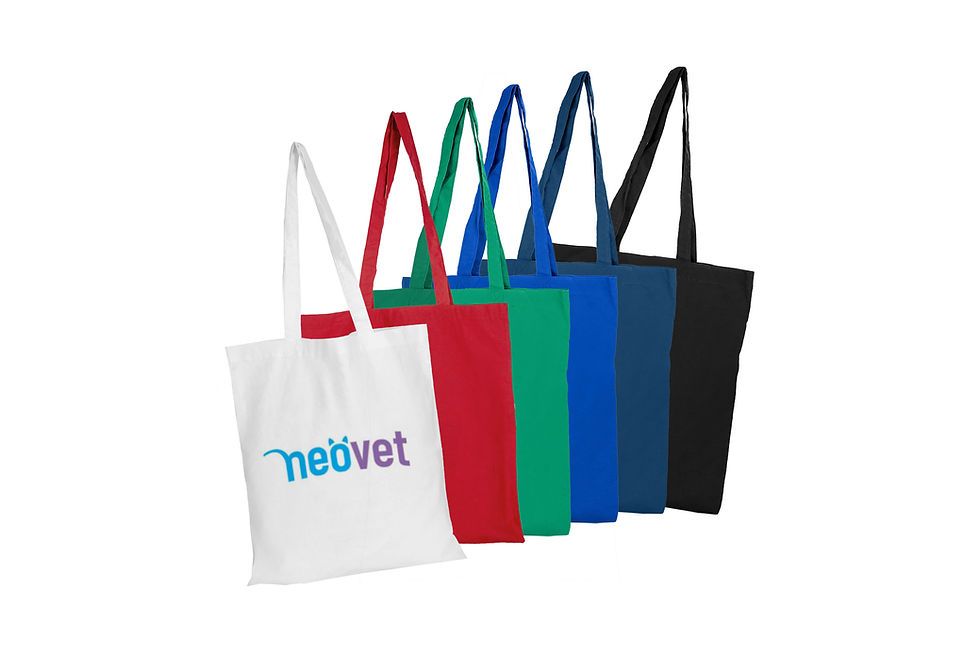 Vibrant 140gsm coloured calico bags customised with your company logo for promotional events, retail and branded merchandise