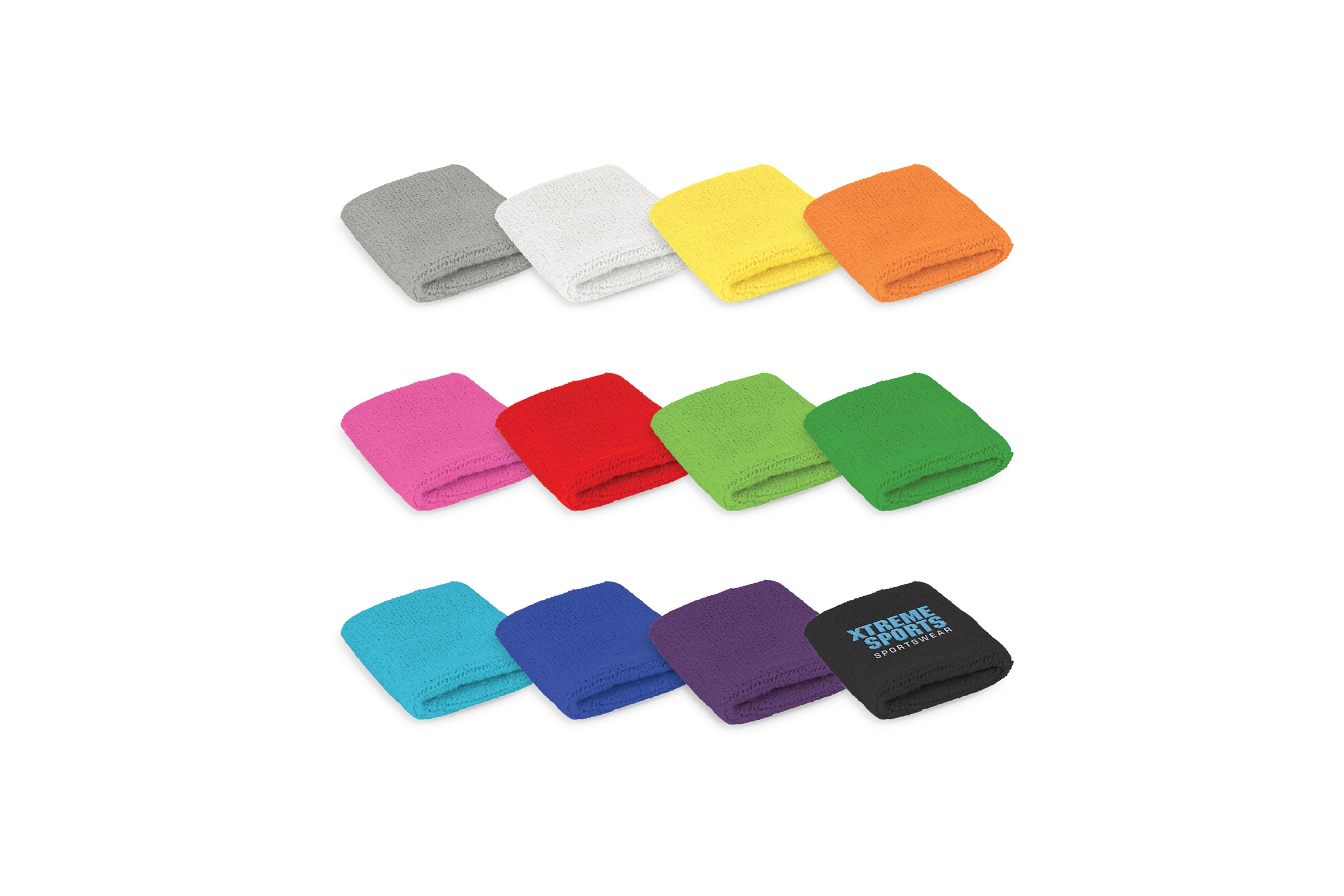 Custom-branded wrist sweat band with logo, perfect for fitness events and sports promotions.