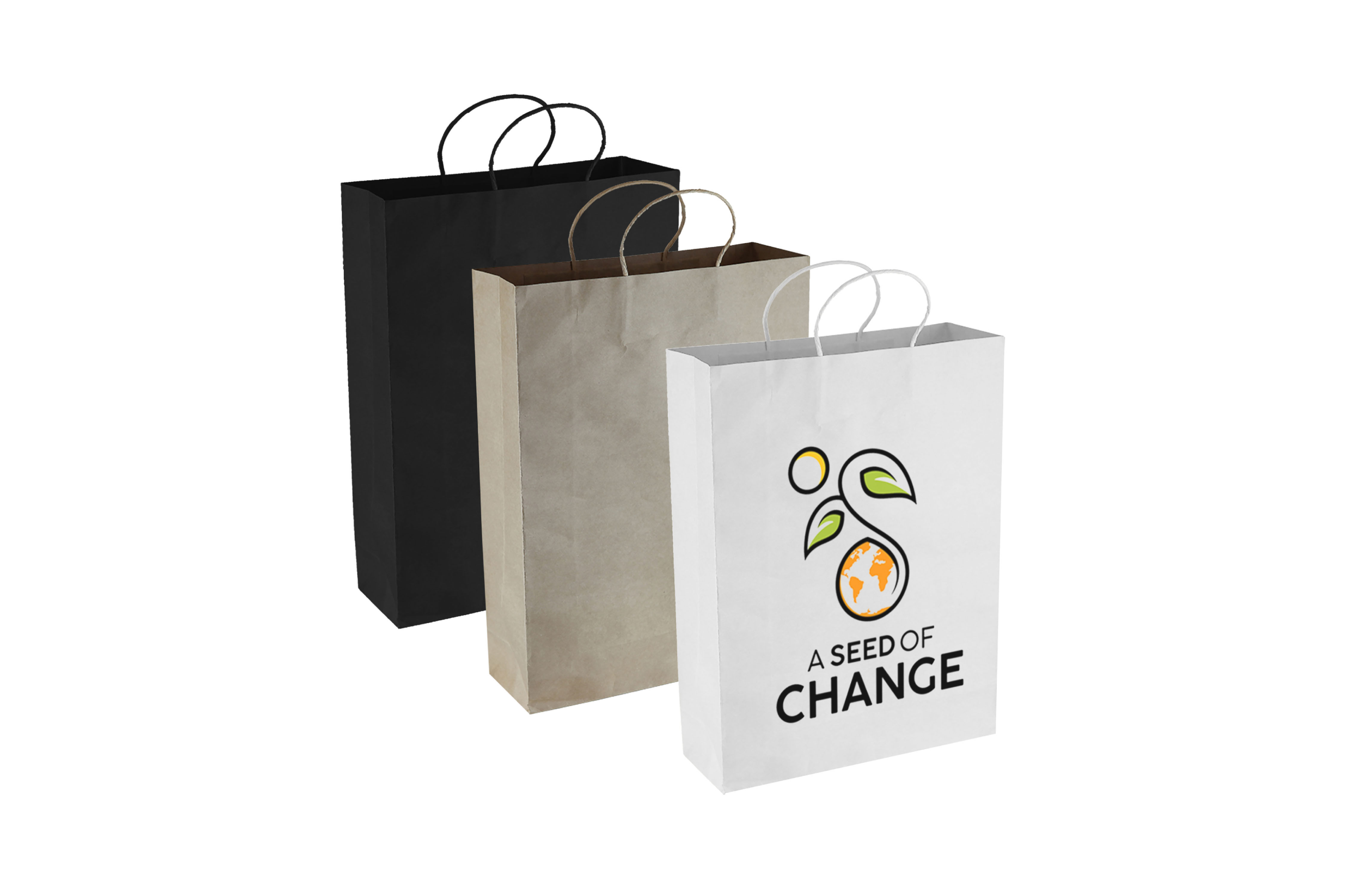 Portrait 150gsm paper bags personalised with your logo for premium retail packaging, events and corporate gifting