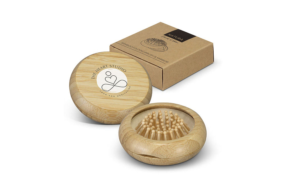 Promotional Products Australia - Customised Bamboo Pocket Mirror Hair Brushes - Merchandise Up