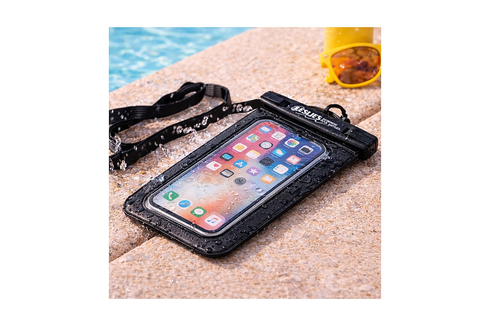 Branded waterproof phone pouches featuring custom logo printing for beach promotions, festivals and everyday brand exposure