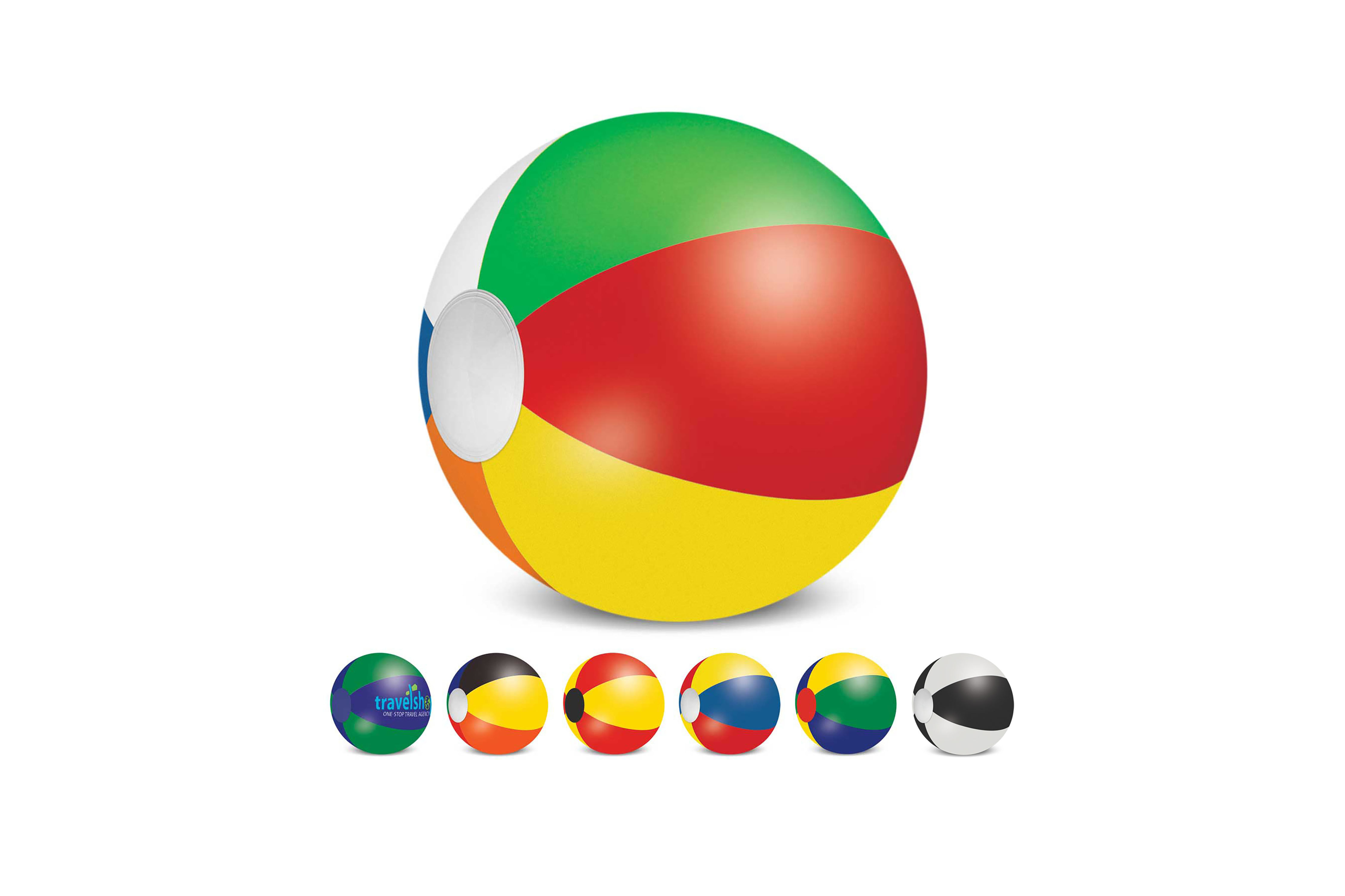 Personalised beach balls with logo, ideal for boosting brand awareness at sunny outdoor events and beach promotions.