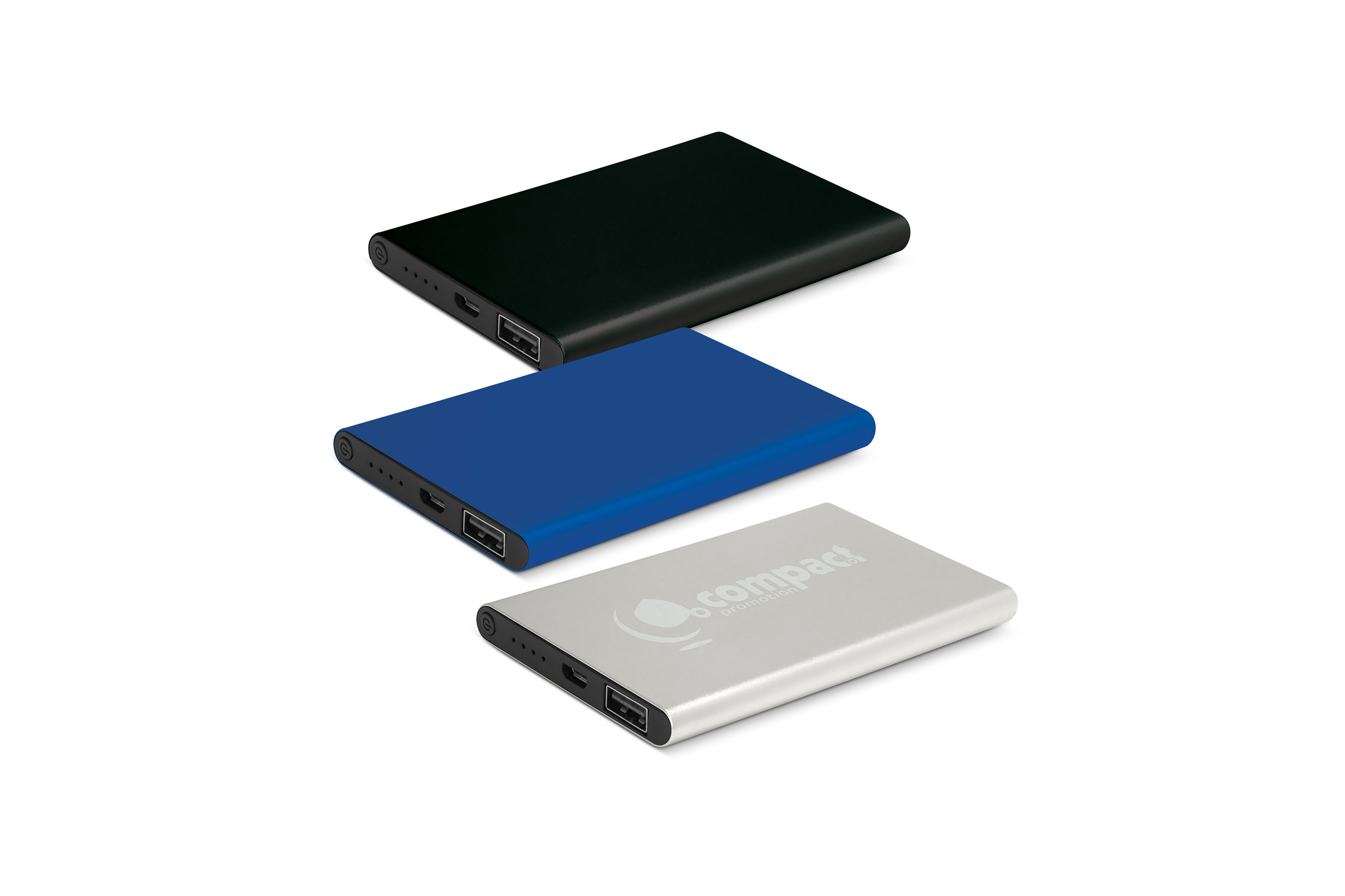 Custom-branded slim power bank, perfect for lightweight charging solutions and tech giveaways.