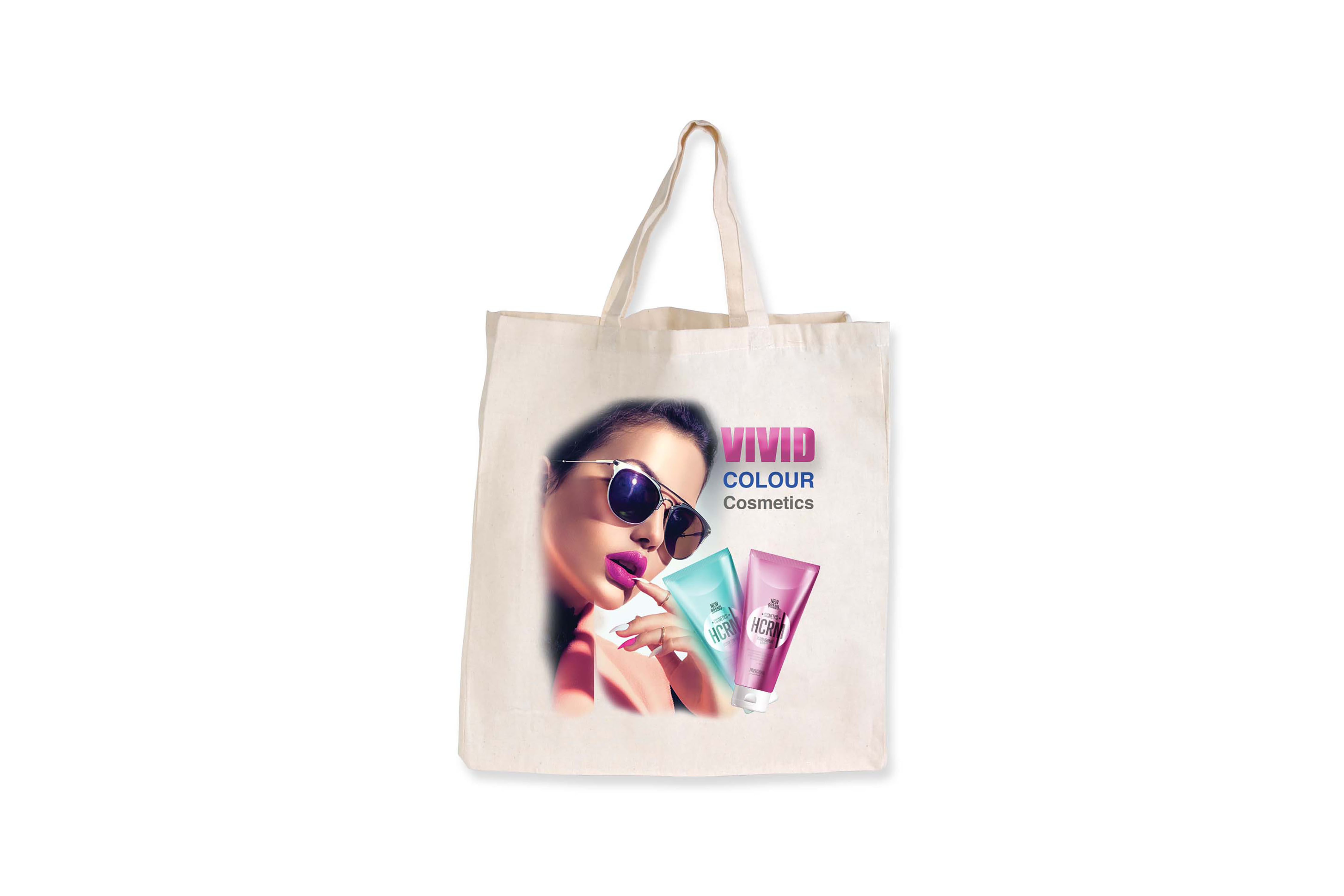 Short handle calico bags custom branded for eco-friendly promotional merchandise and giveaways