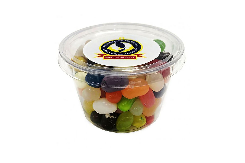 JELLY BELLY jelly bean tubs personalised with your logo, premium promotional products ideal for events and giveaways