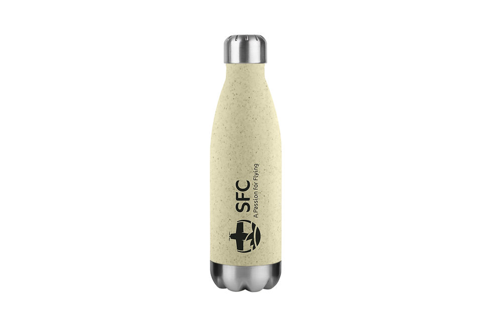 Bring an eco-conscious feel to your merchandise with a personalised wheat straw water bottle for staff, events and campaigns