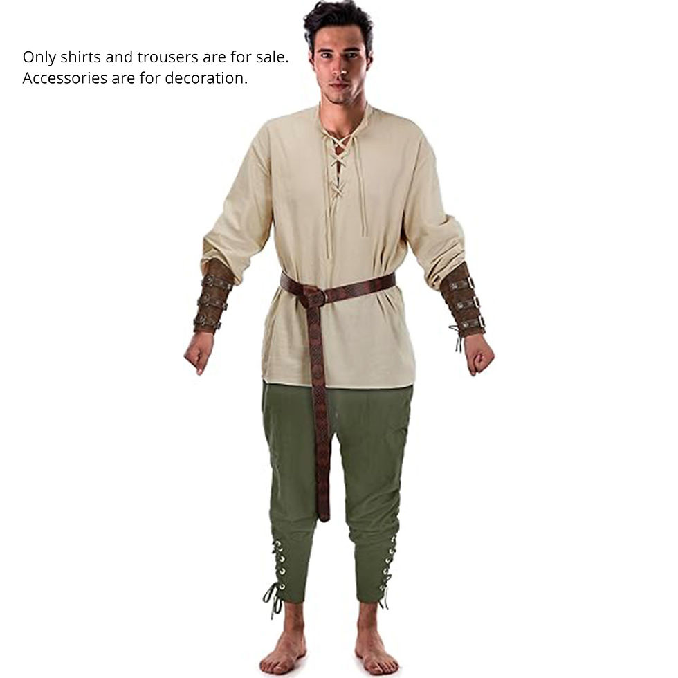 Thumbnail: 2Pcs Men's Medieval Knight Costume Set Renaissance Cosplay Pirate Shirts Ankle B