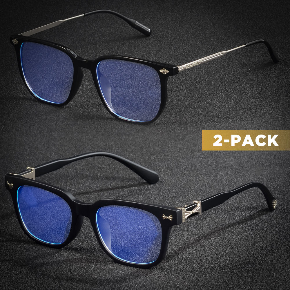 CRIXALIS 2PCS Classic Square Anti Blue Light Glasses Men Reading Books Glasses W