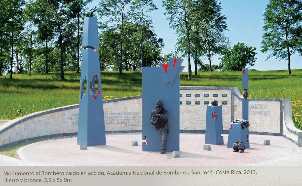 Monumento al bombero en accion 5,5x5x9 m