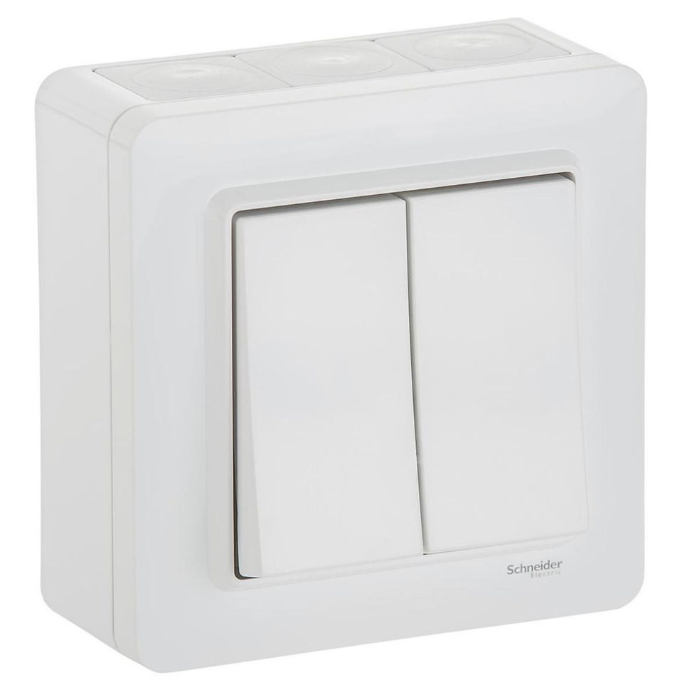 Kronbrytare utanpåliggande vit Exxact | Schneider