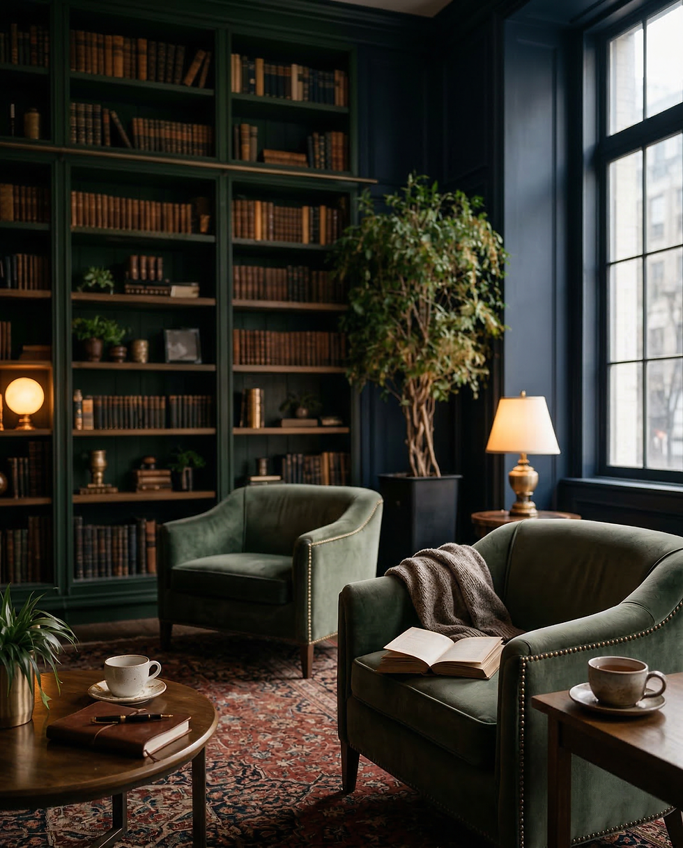 Generated with Kive.ai - Hyper-realistic interior photography of a cozy urban lounge_ dark
