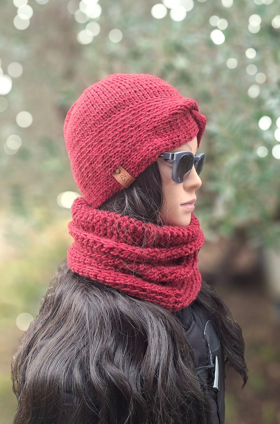 Miniature : ENSEMBLE BONNET- BANDEAU ET SNOOD Rouge Cochenille